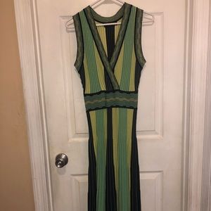 Greens and black midi dress